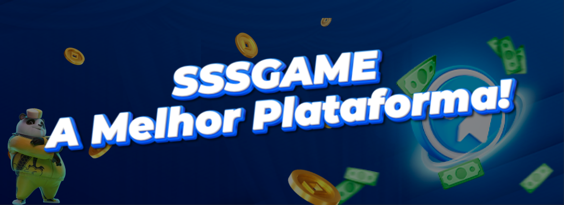 Fundo azul com a imagem oficial do Telegram da sssgame e a frase "SSSGAME A MELHOR PLATAFORMA!" em destaque.